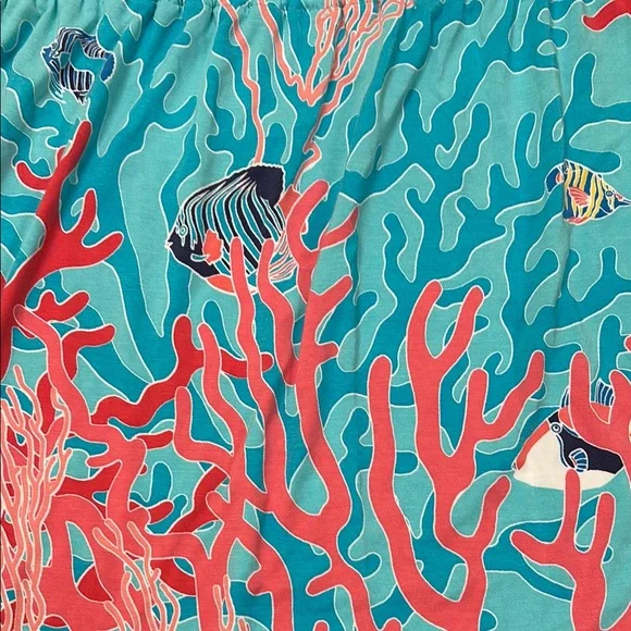 Tori Richard Vibrant Coral Reef Printed Dress Size Large - Picture 2 of 6